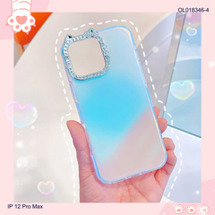 ** Ốp IP 12 Pro Max viền camera Kitty đá nền trơn ánh kim