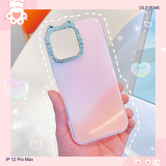 ** Ốp IP 12 Pro Max viền camera Kitty đá nền trơn ánh kim