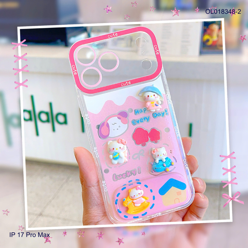 ** Ốp IP 17 Pro Max dẻo charm nổi giá đỡ gương rời