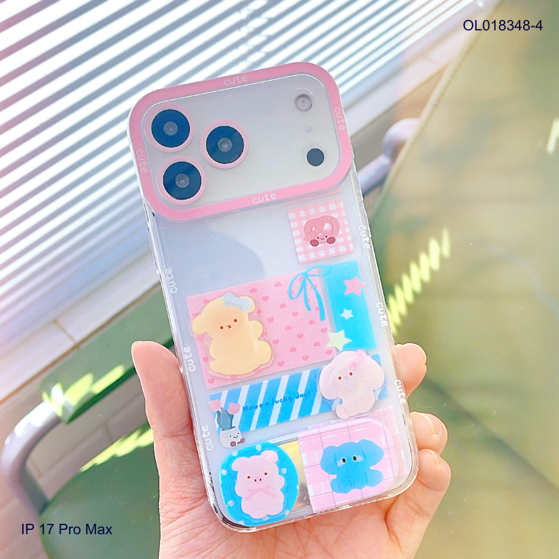 ** Ốp IP 17 Pro Max dẻo charm nổi giá đỡ gương rời