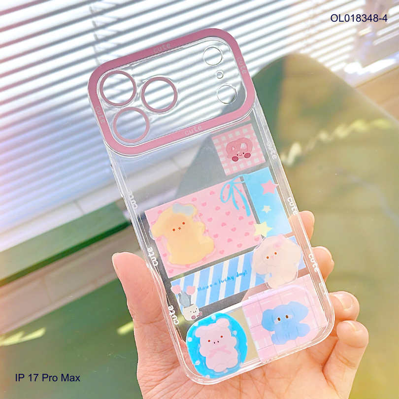 ** Ốp IP 17 Pro Max dẻo charm nổi giá đỡ gương rời