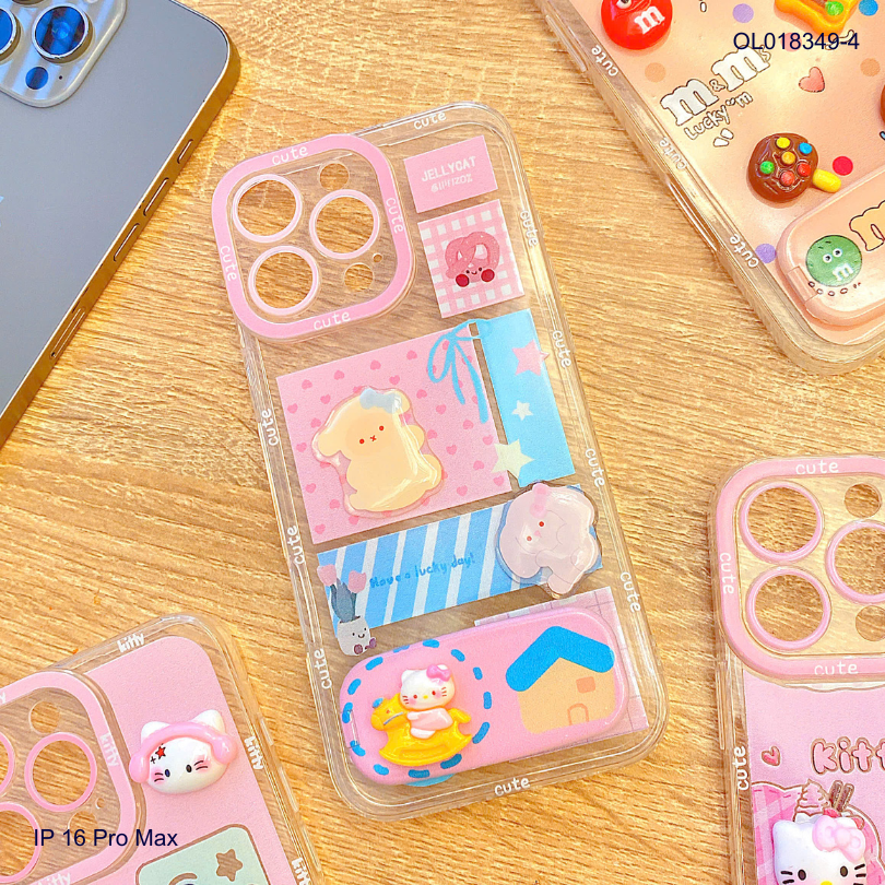 ** Ốp IP 16 Pro Max dẻo charm nổi giá đỡ gương rời