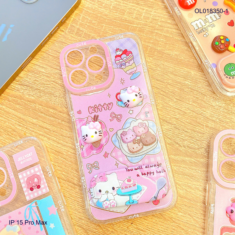 ** Ốp IP 15 Pro Max dẻo charm nổi giá đỡ gương rời