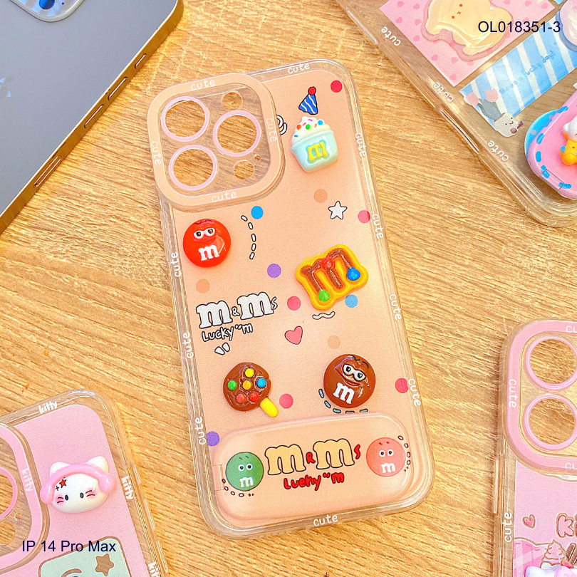 ** Ốp IP 14 Pro Max dẻo charm nổi giá đỡ gương rời