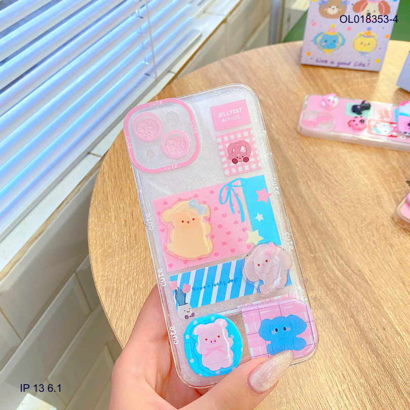 ** Ốp IP 13 6.1 dẻo charm nổi giá đỡ gương rời