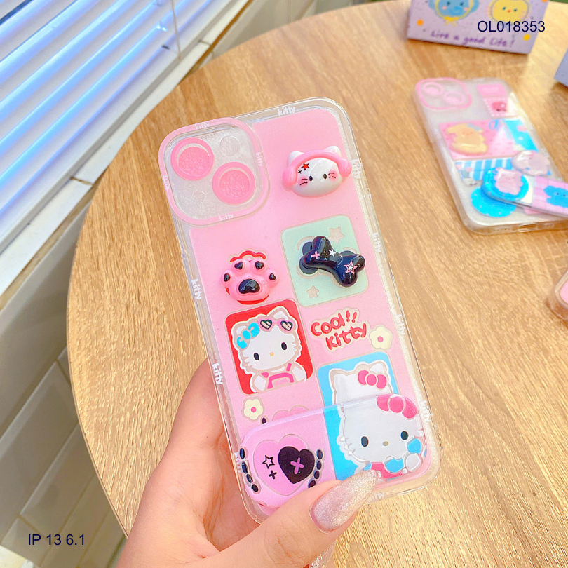 ** Ốp IP 13 6.1 dẻo charm nổi giá đỡ gương rời
