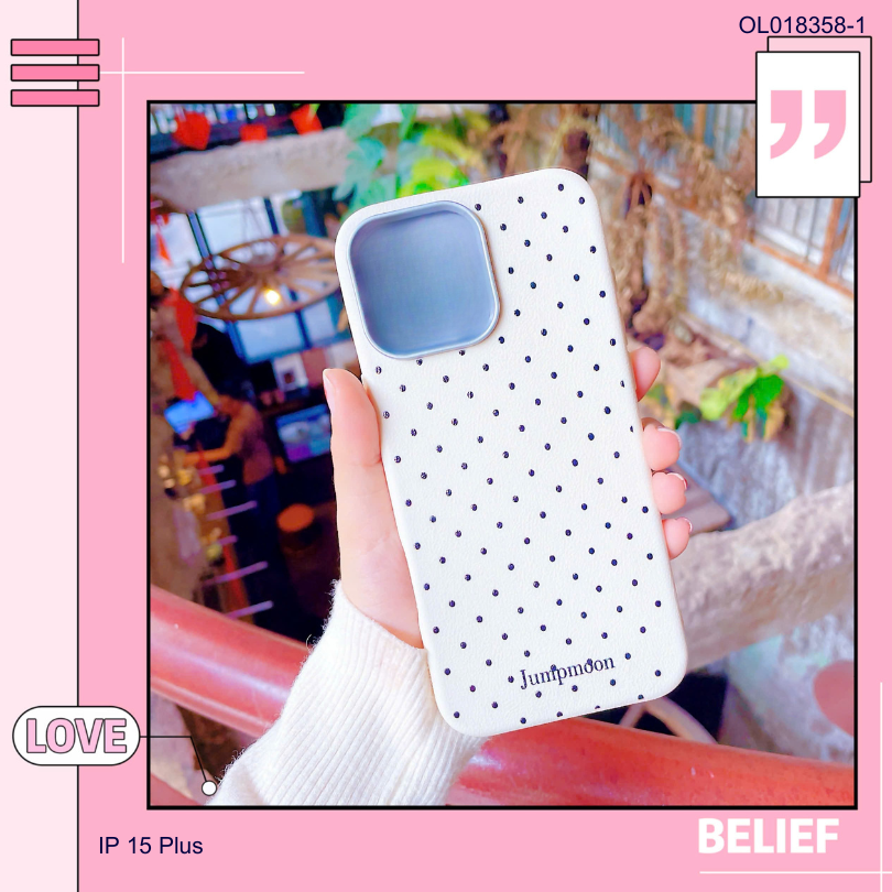 Ốp IP 15 Plus vân sần chấm bi trơn