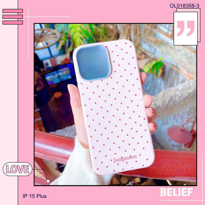 Ốp IP 15 Plus vân sần chấm bi trơn