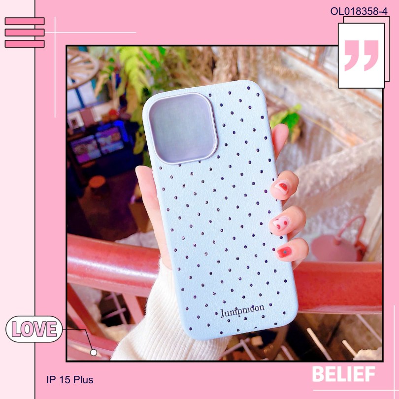 Ốp IP 15 Plus vân sần chấm bi trơn