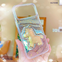 Ốp IP 17 Pro Max lưng trong nhũ vàng ngựa vàng