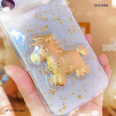 Ốp IP 17 Pro Max lưng trong nhũ vàng ngựa vàng