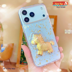Ốp IP 17 Pro Max lưng trong nhũ vàng ngựa vàng