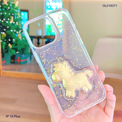 Ốp IP 15 Plus lưng trong nhũ vàng ngựa vàng