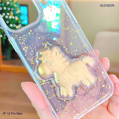 Ốp IP 12 Pro Max lưng trong nhũ vàng ngựa vàng