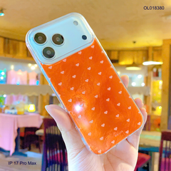Ốp IP 17 Pro Max vân đá màu cam nhiều tim mini