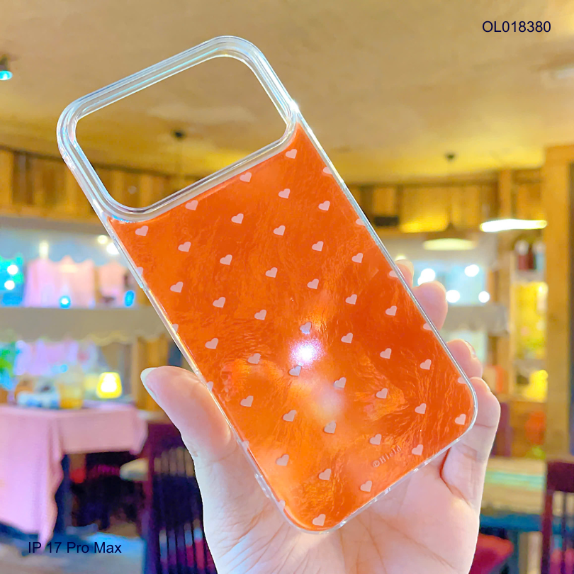 Ốp IP 17 Pro Max vân đá màu cam nhiều tim mini