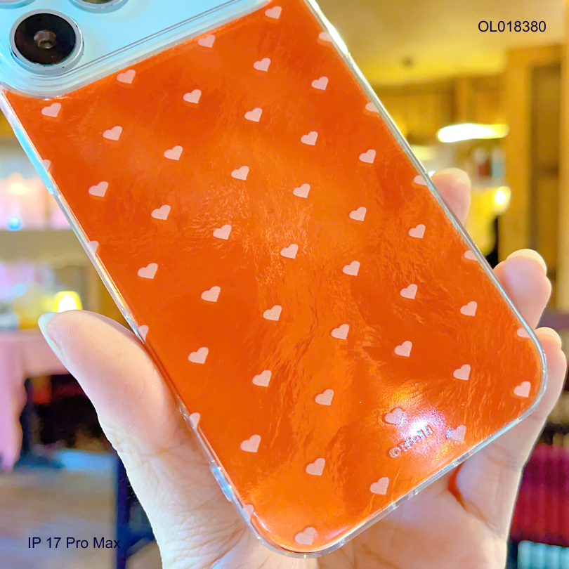 Ốp IP 17 Pro Max vân đá màu cam nhiều tim mini