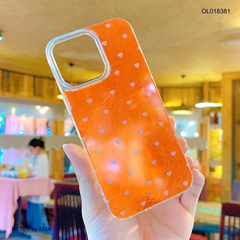 Ốp IP 16 Pro Max vân đá màu cam nhiều tim mini