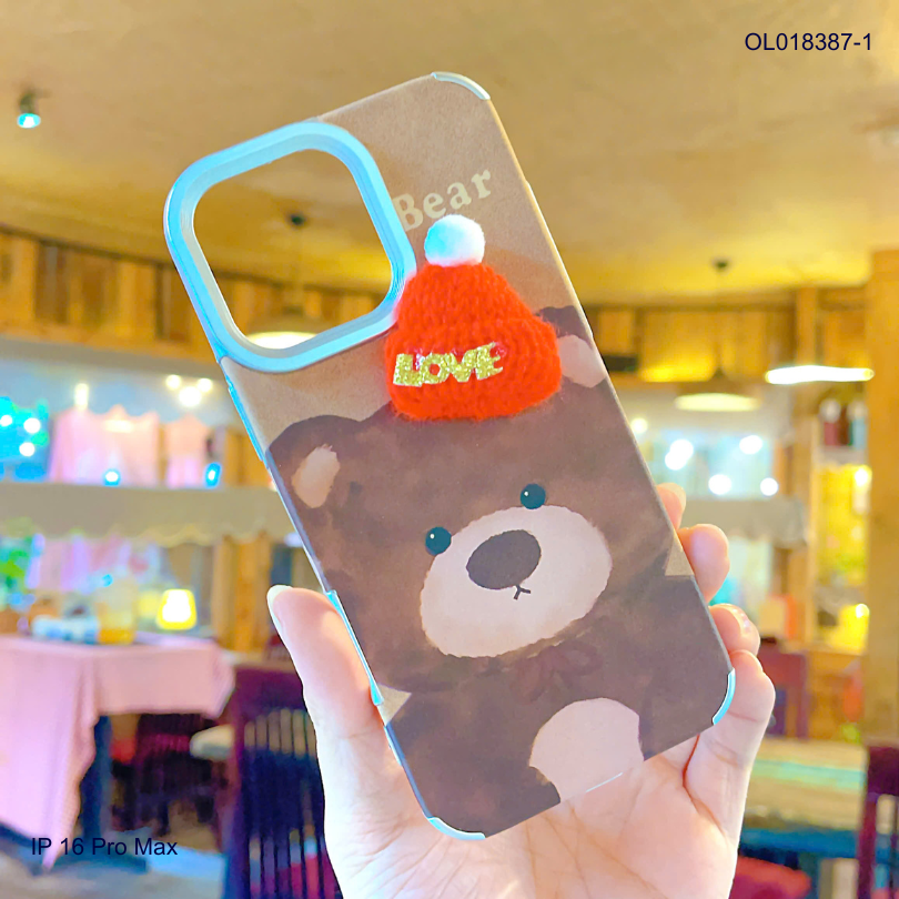 ** Ốp IP 16 Pro Max vân da viền camera xi