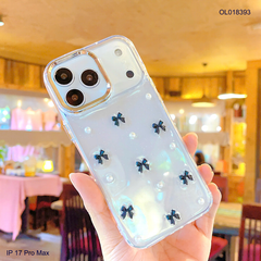 ** Ốp IP 17 Pro Max lưng trong nhũ đính charm mini