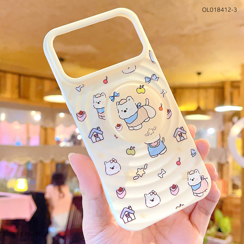 ** Ốp IP 17 Pro Max dẻo vân sóng nhiều hình kèm popsocket