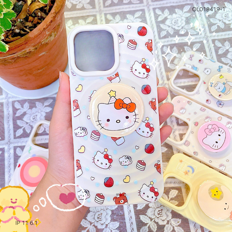 ** Ốp IP 11 6.1 dẻo vân sóng nhiều hình kèm popsocket