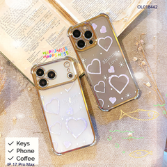 ** Ốp IP 17 Pro Max dẻo viền xi chống sốc in hình trái tim Shining Love