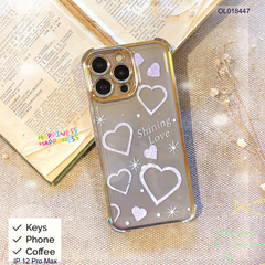 ** Ốp IP 12 Pro Max dẻo viền xi chống sốc in hình trái tim Shining Love