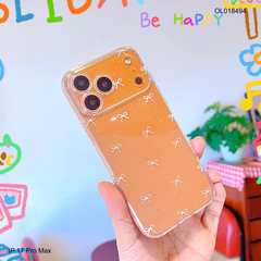 Ốp IP 17 Pro Max dẻo trong in nơ nhí trắng