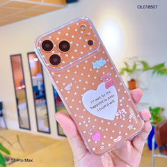 Ốp IP 17 Pro Max dẻo trong in tim lớn và gấu nâu
