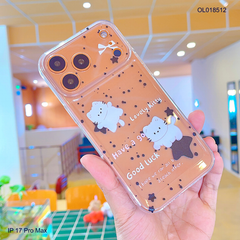 Ốp IP 17 Pro Max dẻo trong in mèo trắng ngôi sao đen