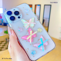 ** Ốp IP 14 Pro Max lưng trong cứng ba bướm và ngôi sao nổi