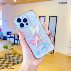 ** Ốp IP 13 Pro Max lưng trong cứng ba bướm và ngôi sao nổi