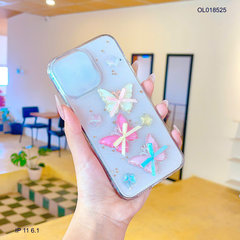** Ốp IP 11 6.1 lưng trong cứng ba bướm và ngôi sao nổi