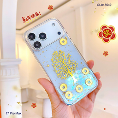 Ốp IP 17 Pro Max lưng trong cứng cây tiền vàng
