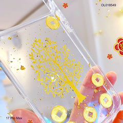 Ốp IP 17 Pro Max lưng trong cứng cây tiền vàng