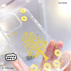 Ốp IP 16 Pro Max lưng trong cứng cây tiền vàng