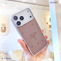 Ốp IP 17 Pro Max vân da viền dẻo xi bạc in nhiều hình