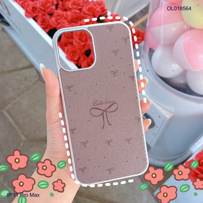Ốp IP 11 Pro Max vân da viền dẻo xi bạc in nhiều hình