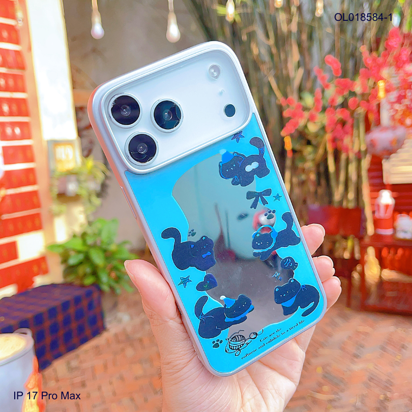 Ốp IP 17 Pro Max tráng gương viền dẻo xi bạc