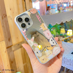 Ốp IP 15 Pro Max tráng gương viền dẻo xi bạc