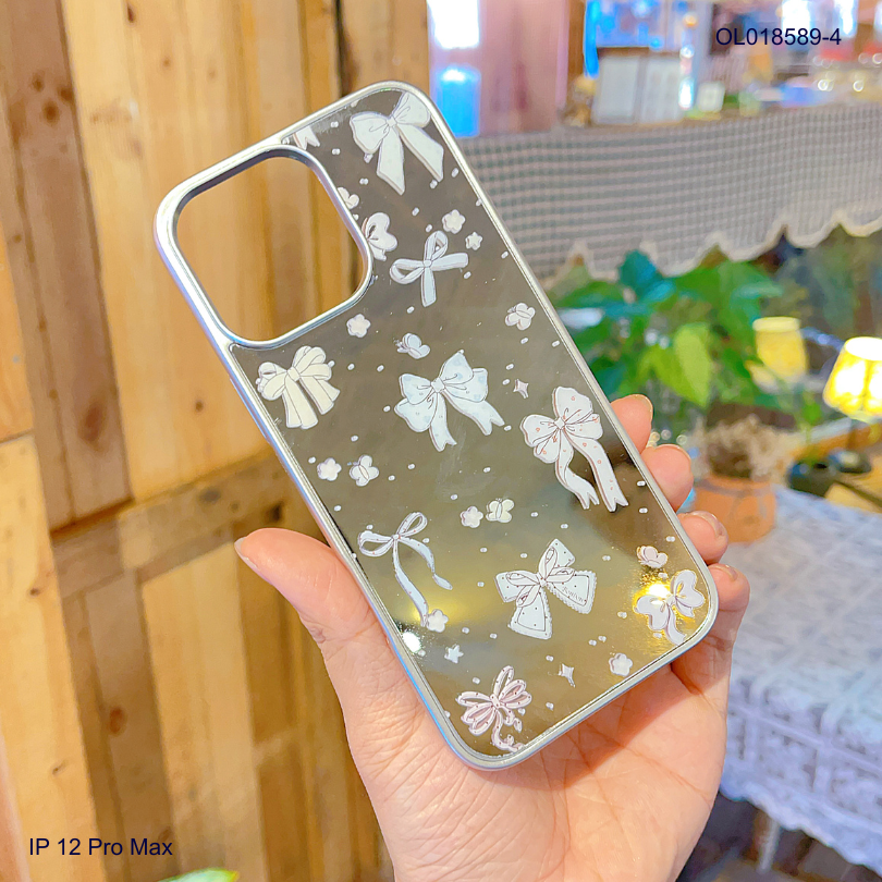 Ốp IP 12 Pro Max tráng gương viền dẻo xi bạc