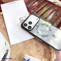 Ốp IP 17 Pro Max Likgus lưng trong đen Magsafe viền màu chống trơn