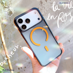 Ốp IP 17 Pro Max Likgus lưng trong đen Magsafe viền màu chống trơn