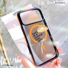 Ốp IP 17 Pro Max Likgus lưng trong đen Magsafe viền màu chống trơn