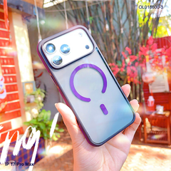 Ốp IP 17 Pro Max Likgus lưng trong đen Magsafe viền màu chống trơn