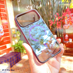 Ốp IP 17 Pro Max Likgus lưng trong đen Magsafe viền màu chống trơn