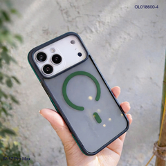 Ốp IP 17 Pro Max Likgus lưng trong đen Magsafe viền màu chống trơn