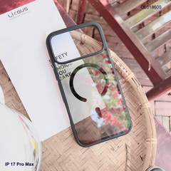 Ốp IP 17 Pro Max Likgus lưng trong đen Magsafe viền màu chống trơn