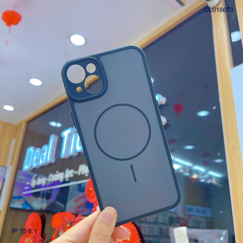 Ốp IP 15 6.1 nhám hai màu giả magsafe